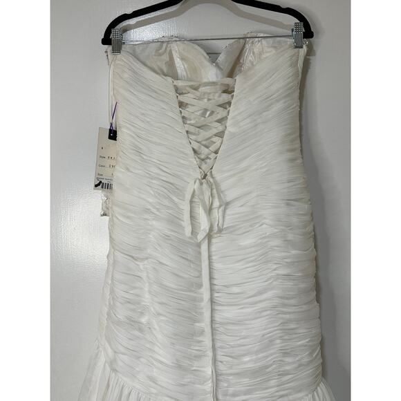 Mac Duggal Bustier Gown White Beaded Embellishments Size 10 NWT 64330 Wedding - Picture 13 of 16